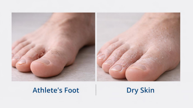 comparison of athlete's foot and dry skin
